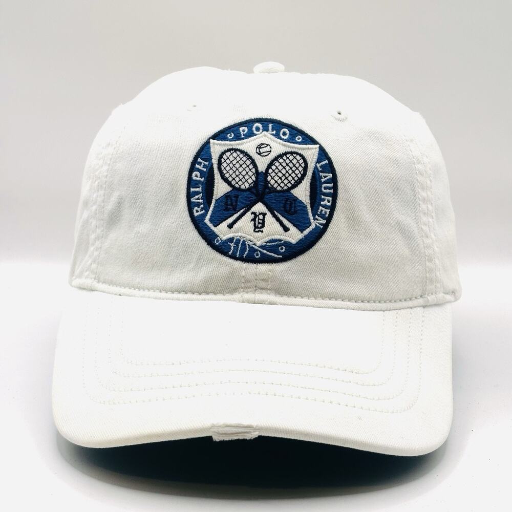 Vintage Polo Ralph Lauren Hat Strapback Tennis Patch Logo 90s Rare Baseball Cap